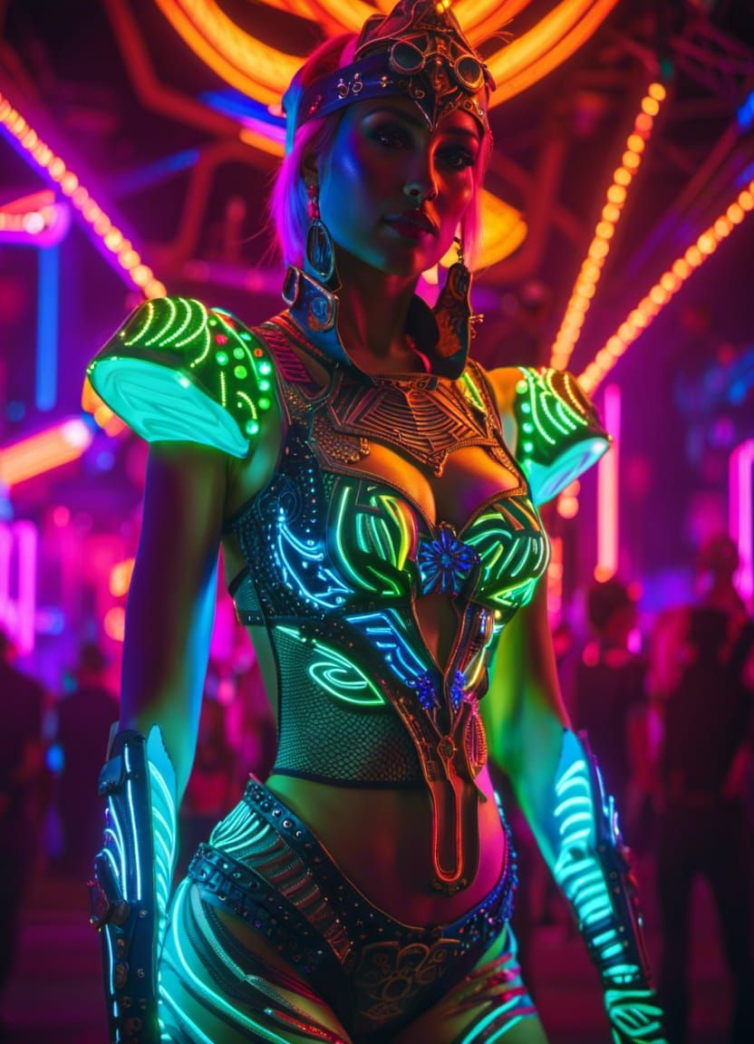 Neon Club Dancer in Cyberpunk Style