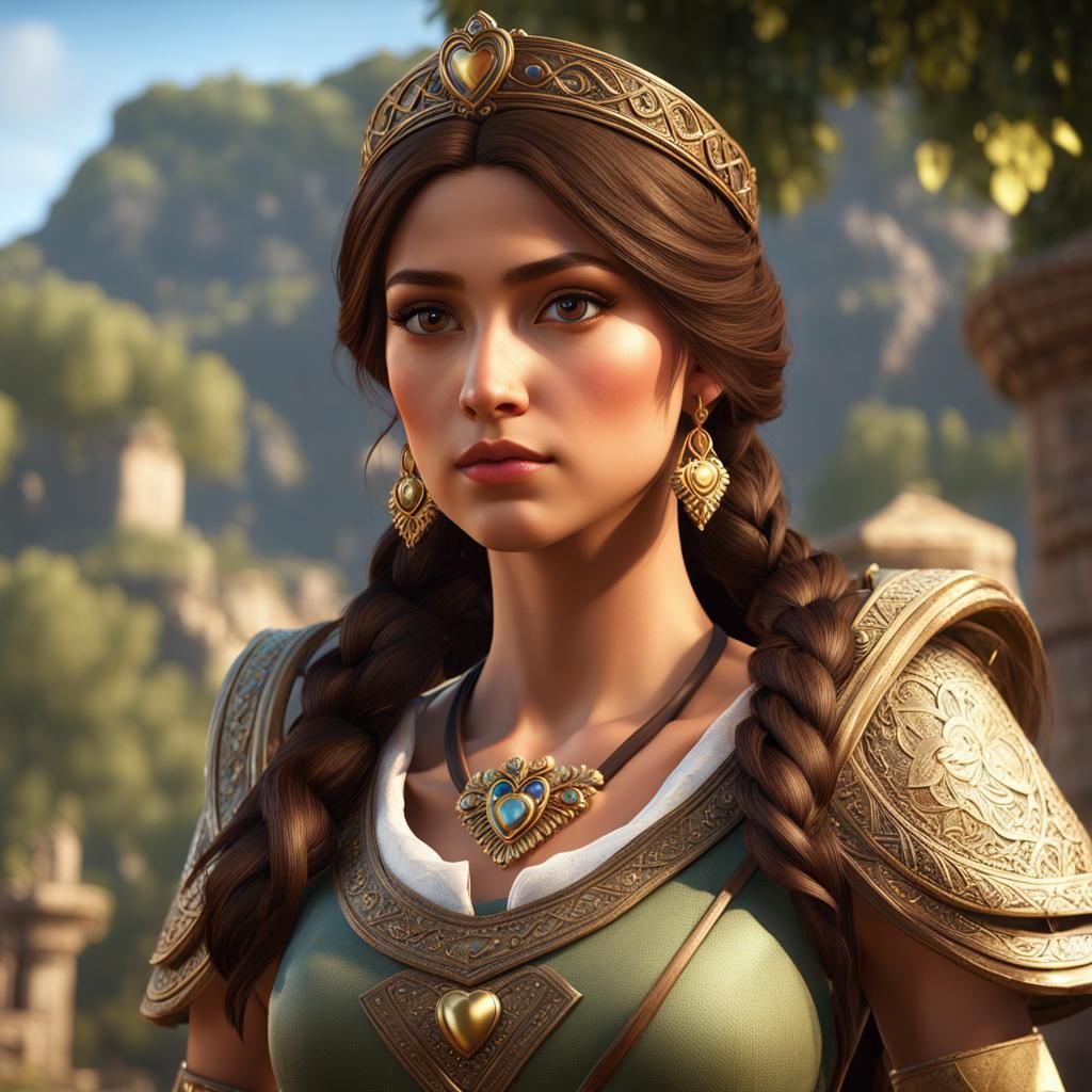 Cypriot Princess Portrait in 3D Game Style