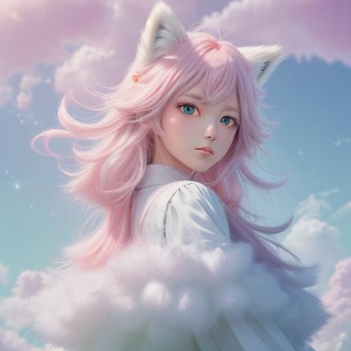 Apple Cotton Candy Fox in Anime-Inspired 3D Art