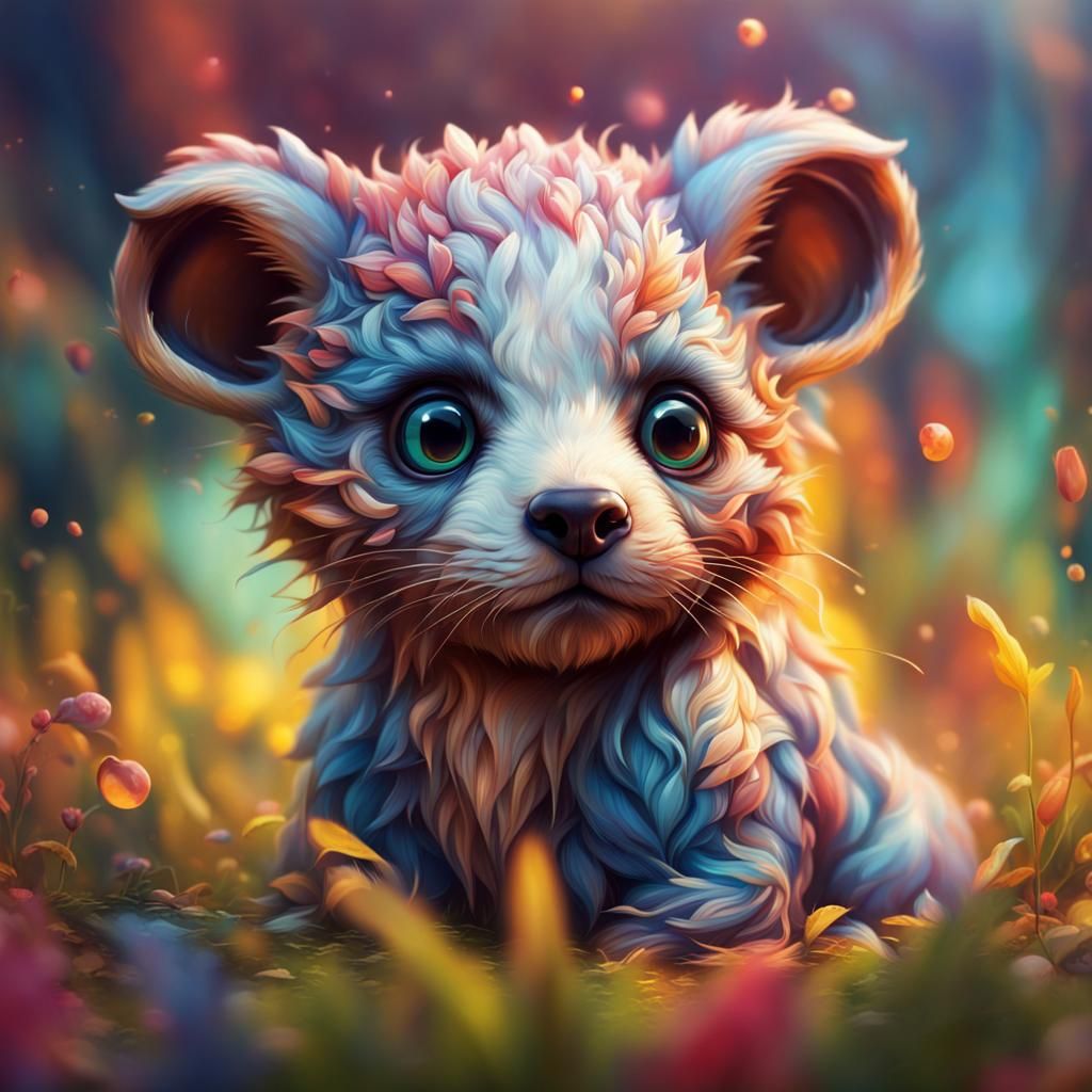 Hyperrealistic Cute Animals in Splash Art Style