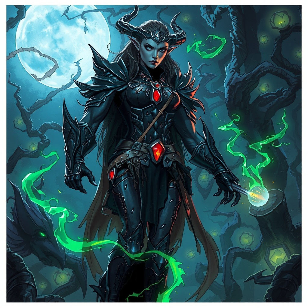 Muscular Drow Warrior in Dark Fantasy Style