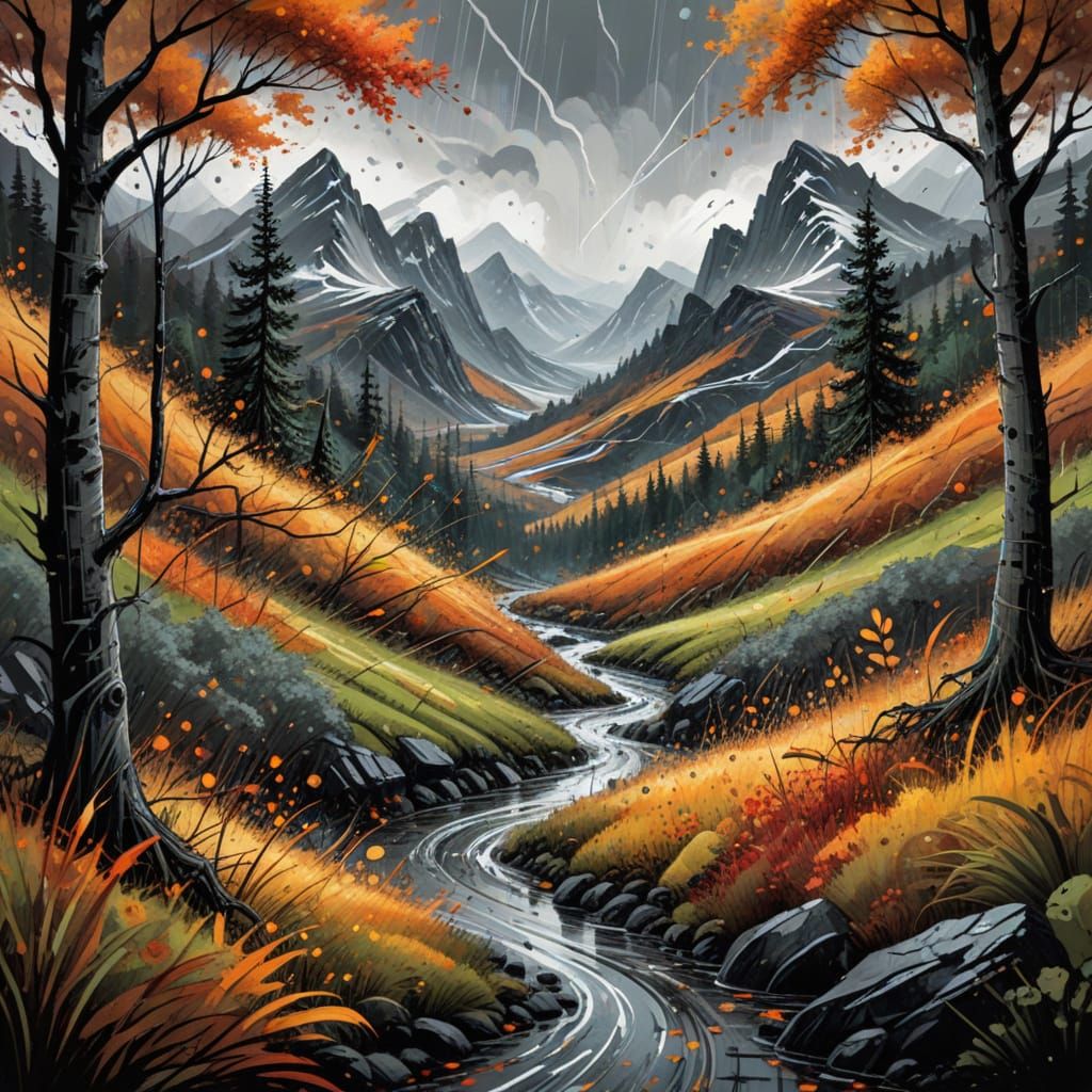 Autumn Forest Scene in Dynamic Comic Art Style
