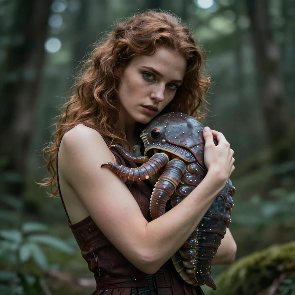 Fantasy Woman Hugs Adorable Tardigrade