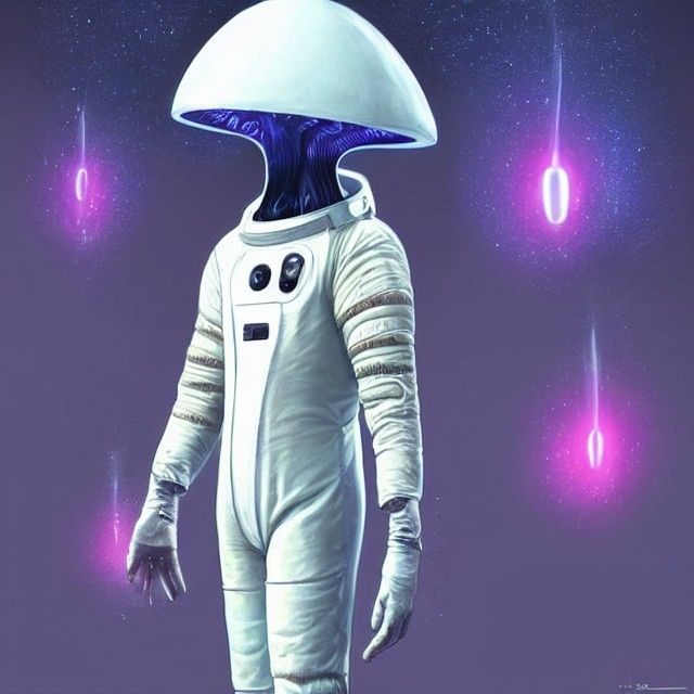 Alien Mushroom Spacesuit: Cel-Shaded Concept Art