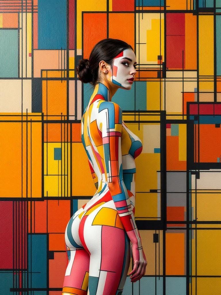 Geometric Woman as Impasto Painting