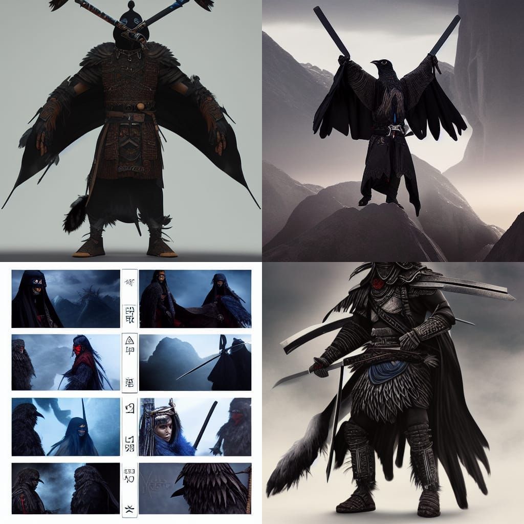 Tengu Warrior with Katana in Digital Matte Painting