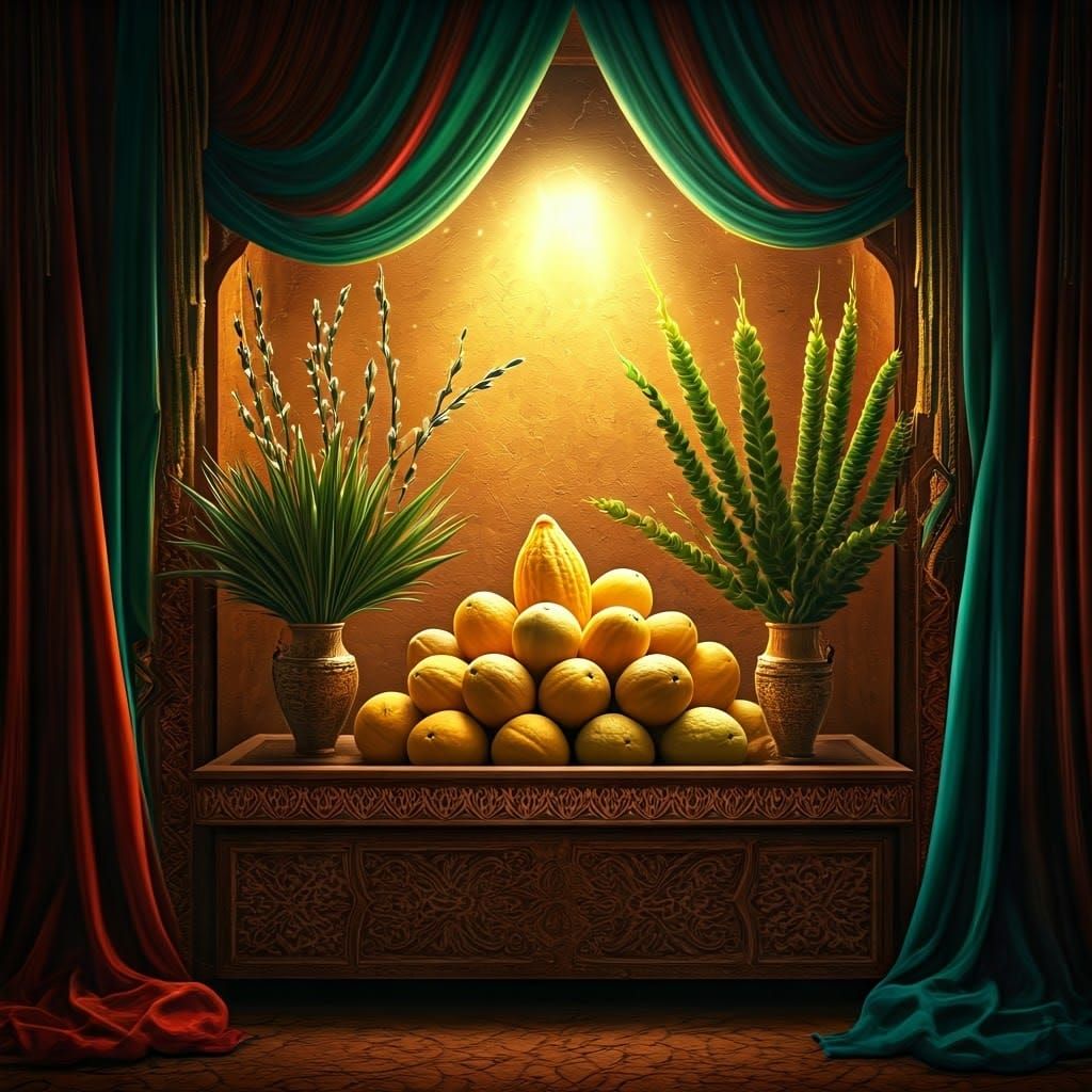 Mystical Market Stall Displaying Traditional Jewish Harvest ...