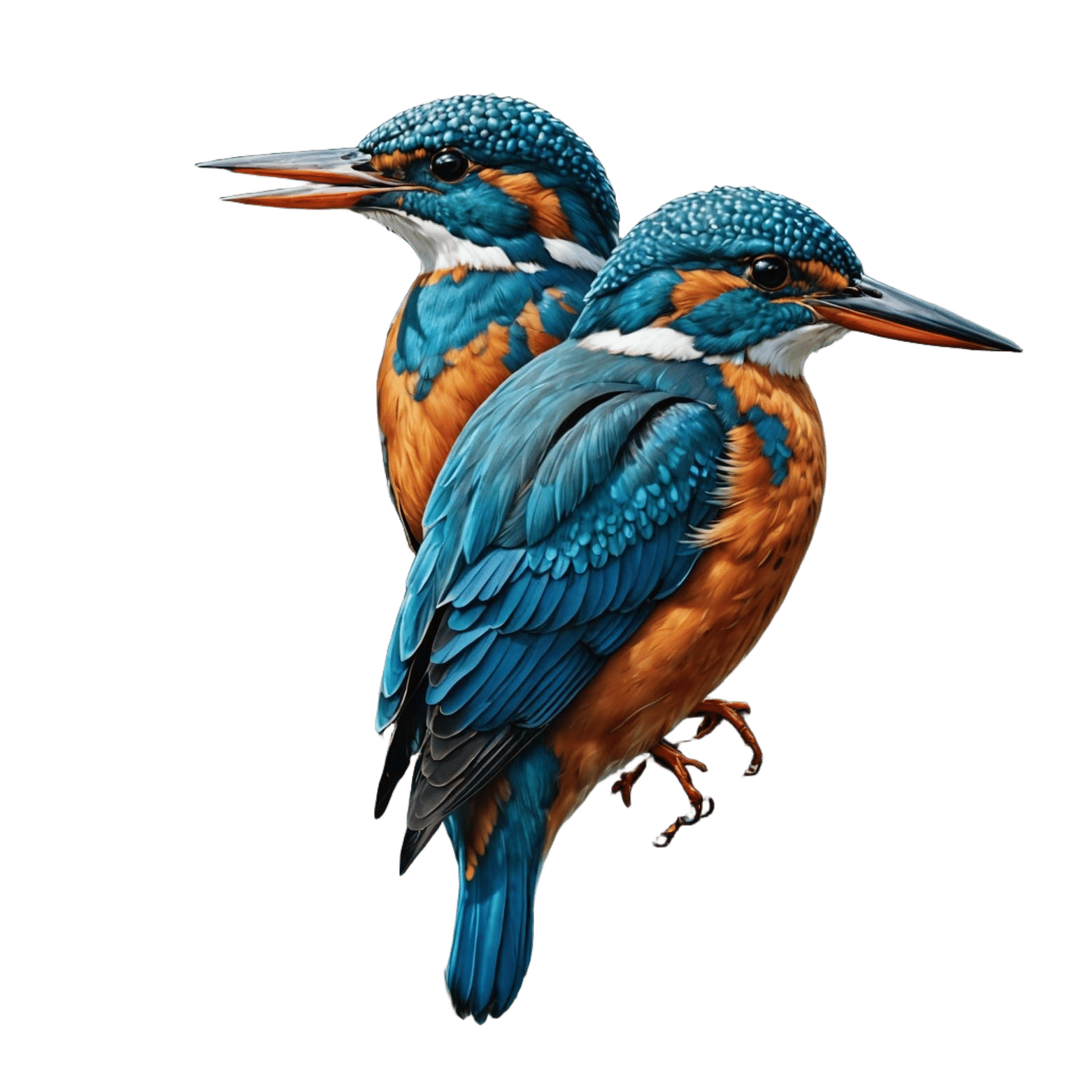 Kingfisher Birds Beside River of Meadow Flowers