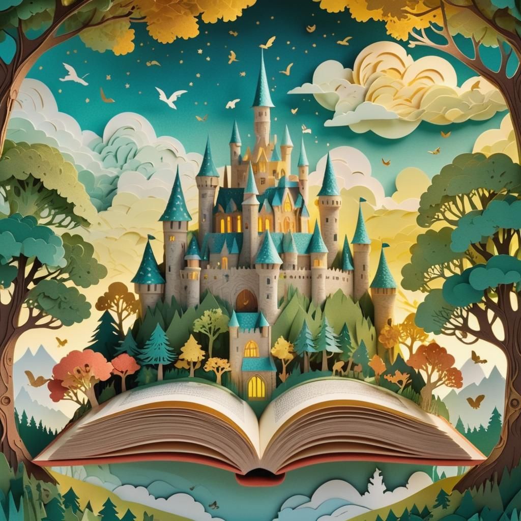 Fantastical Forest in Vibrant Paper Cutout Art