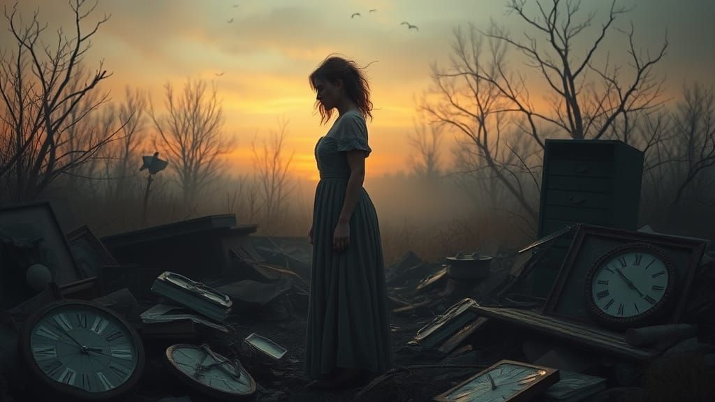 Woman Contemplates Resolute Decision Amidst Memories of Past...