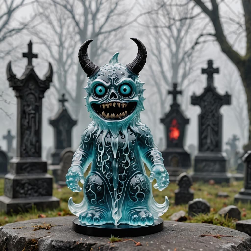 Enameled Glass Graveyard Monster Figurine