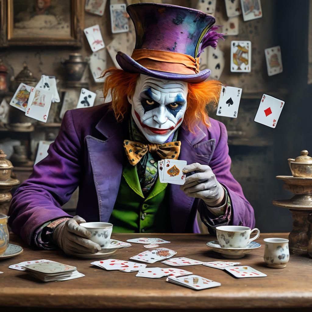 Mad Hatter's Whimsy - Dark, Gritty Post-impressionist Waterc...