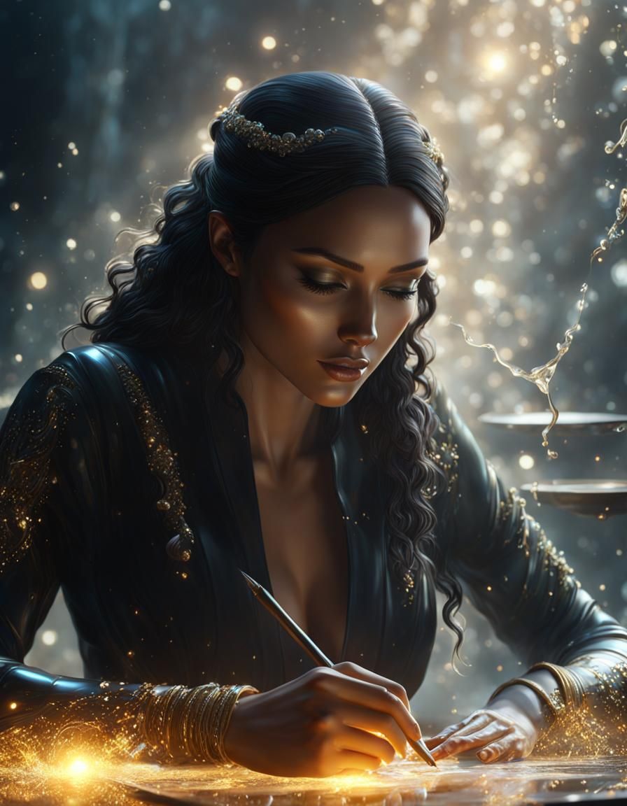 Beautiful Woman Writing Poetry