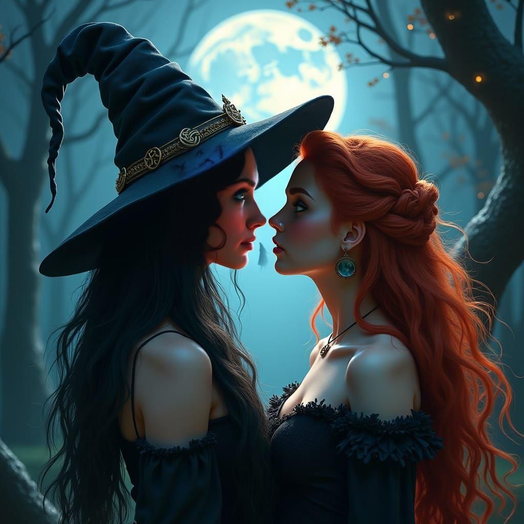 Enchanted Forest Meeting Under the Moonlight