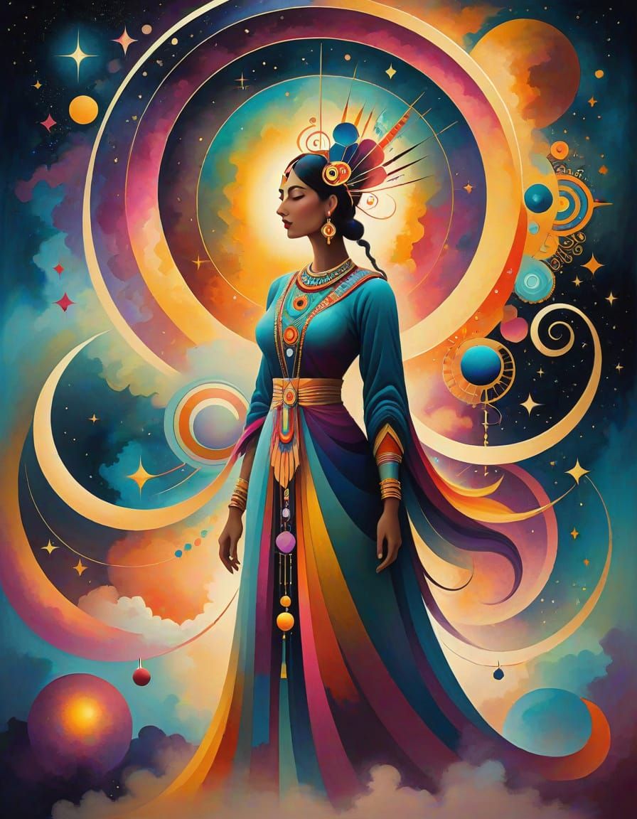 Shimmering Spirit Embracing Cosmic Whispers in Vibrant Harmony