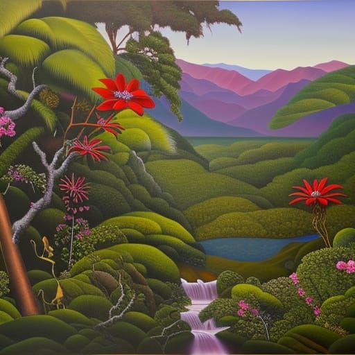 Kandinsky-Inspired Fantasy Landscape in Oils