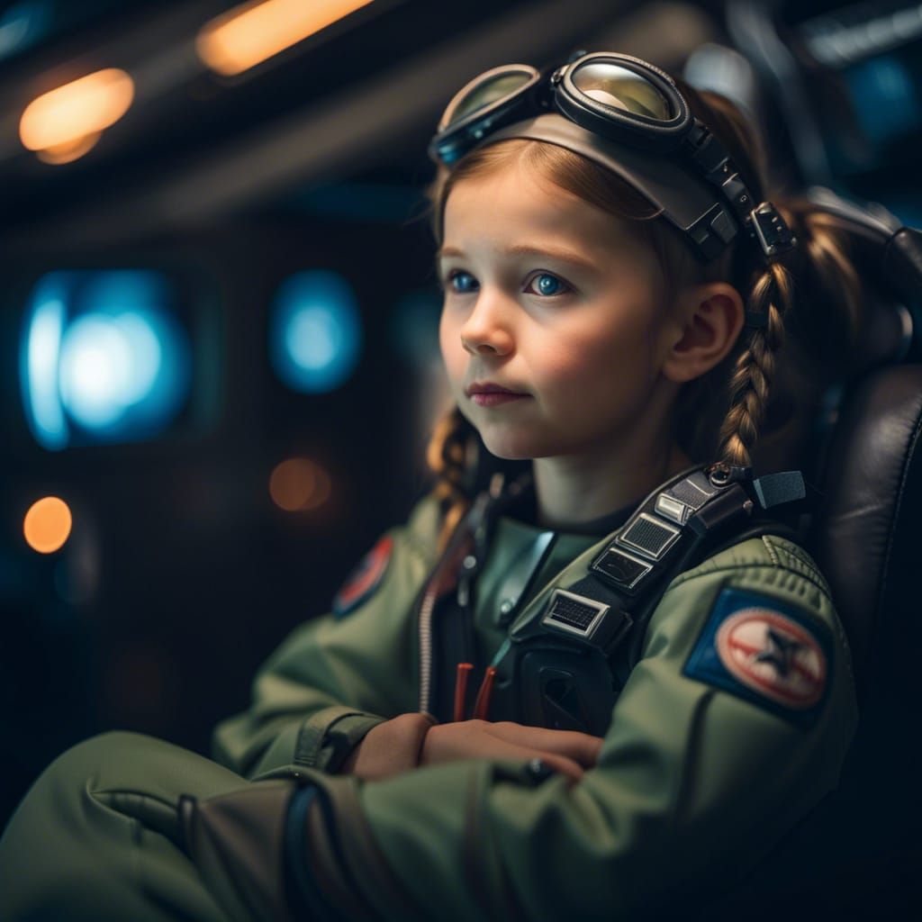 Girl Spaceship Pilot in Flight Suit: Professional Photograph...