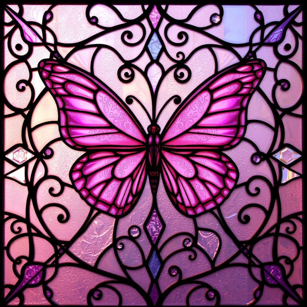 Ethereal Stained Glass Butterfly in Iridescent Hues