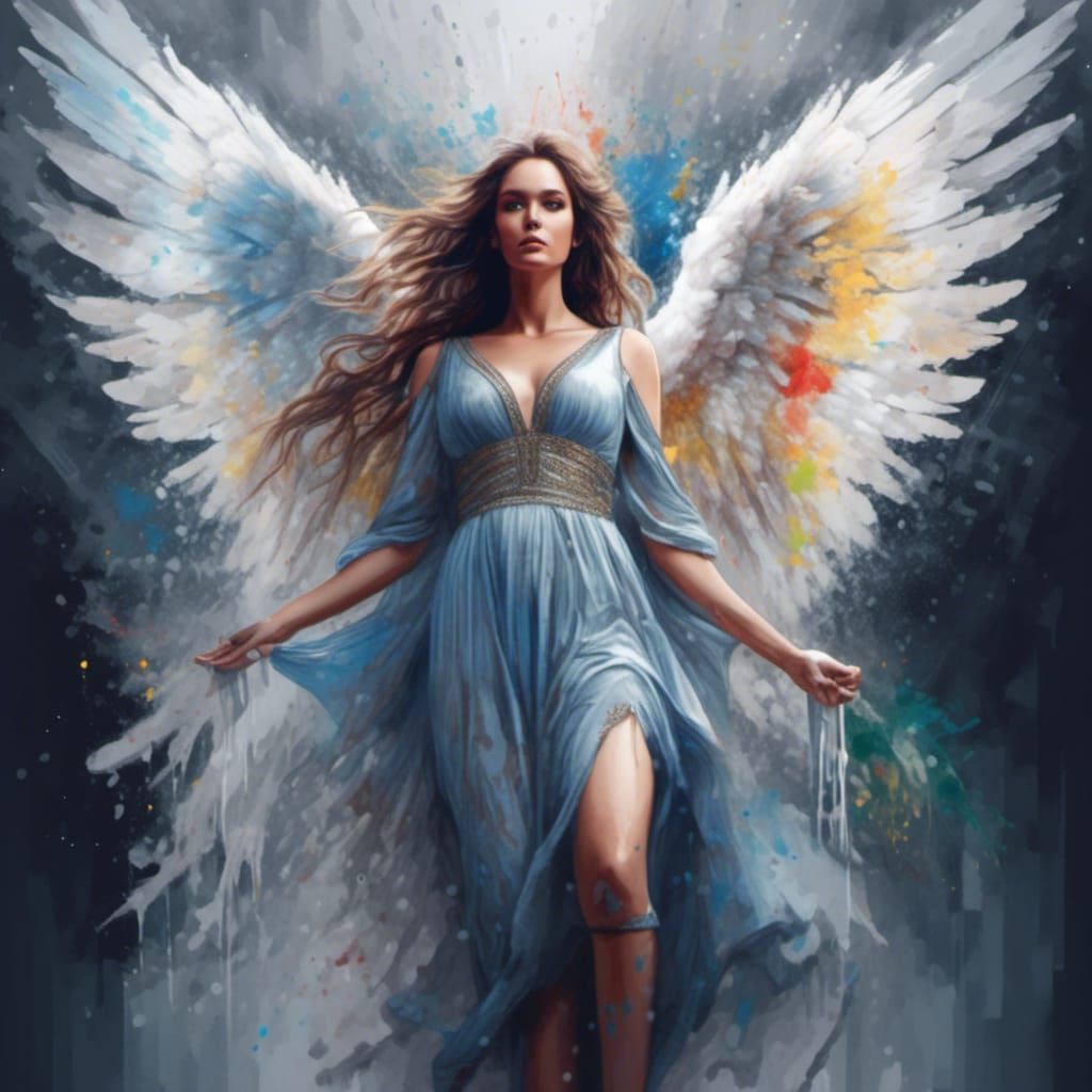 Mary Magdalene Angel in Watercolor Graffiti Style