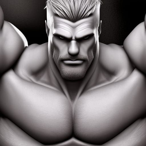 Hyperrealistic Portrait of a Muscular Older Man