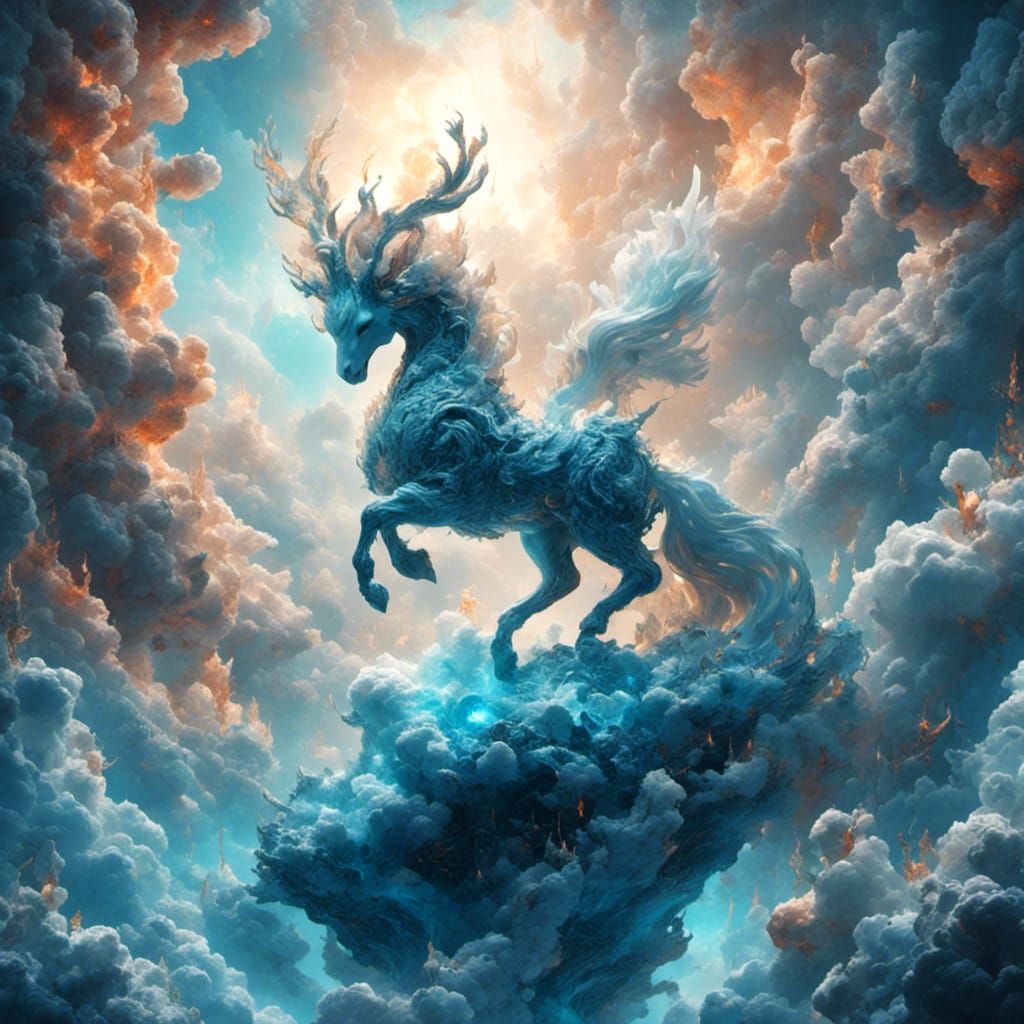 Cosmic Battle Between Gods and Demons in Pastel Style