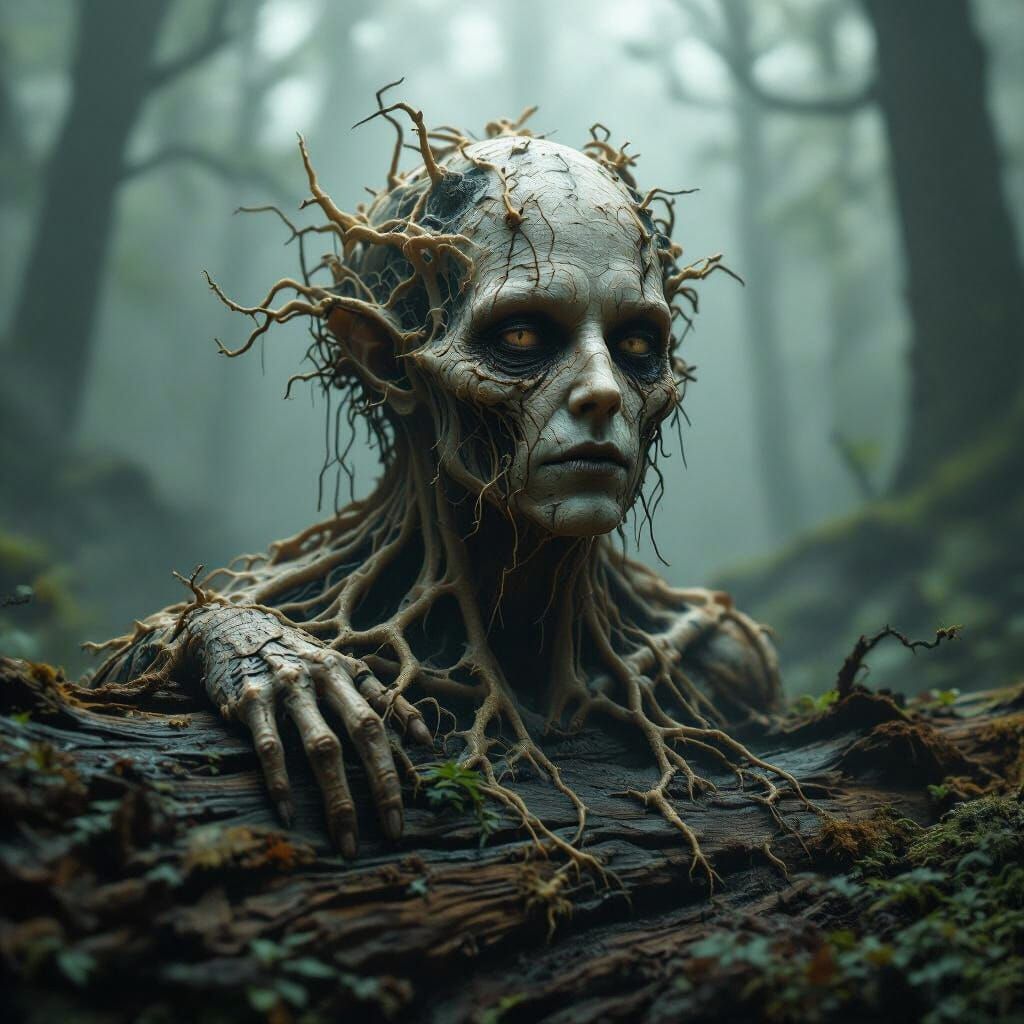 Humanoid Fungus Emerges in Decaying Forest