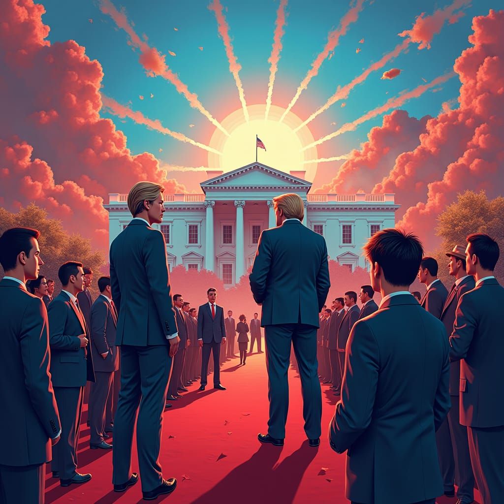 Satirical 2016 Election Scene as Fantasy Art