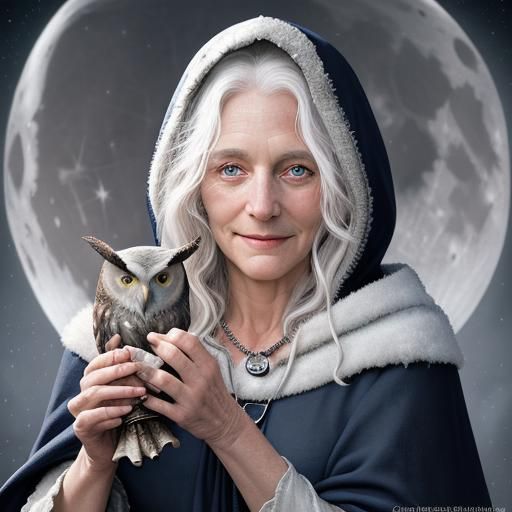 Goddess with Cauldron and Owl Portrait