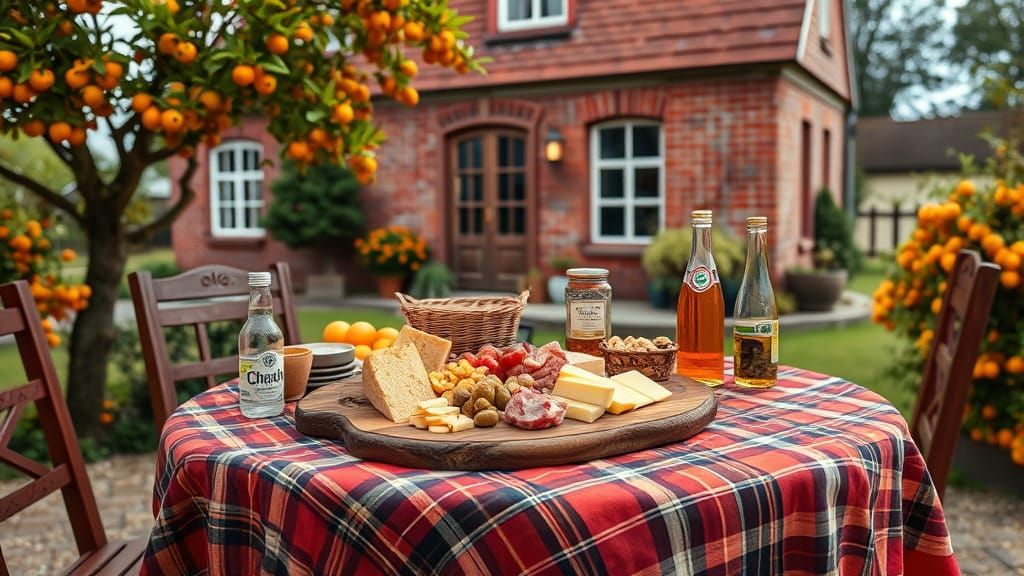 Victorian Cheese Platter in a Cozy Countryside Scene