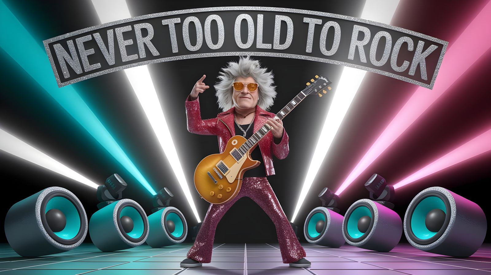 Aging Rockstar's Glittering 3D Cartoon Concert
