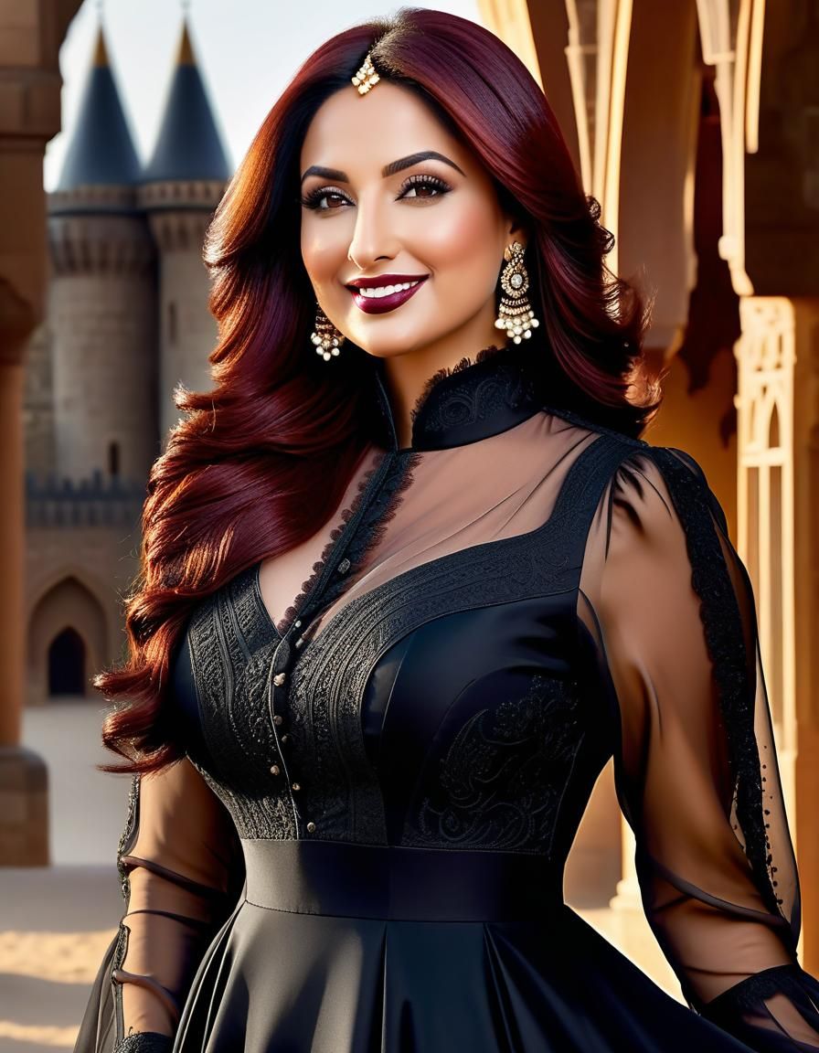 Beautiful Arabian Woman in Victorian Dress, Detailed Portrai...