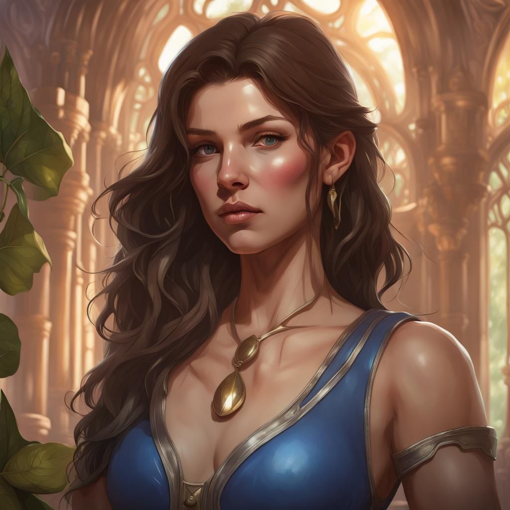 Detailed Portrait of Silena Beauregard in Art Nouveau Style