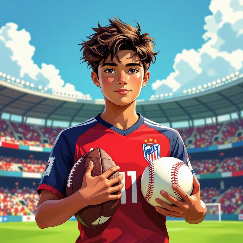 Young Athlete with Ball Collection, Concept Art Style