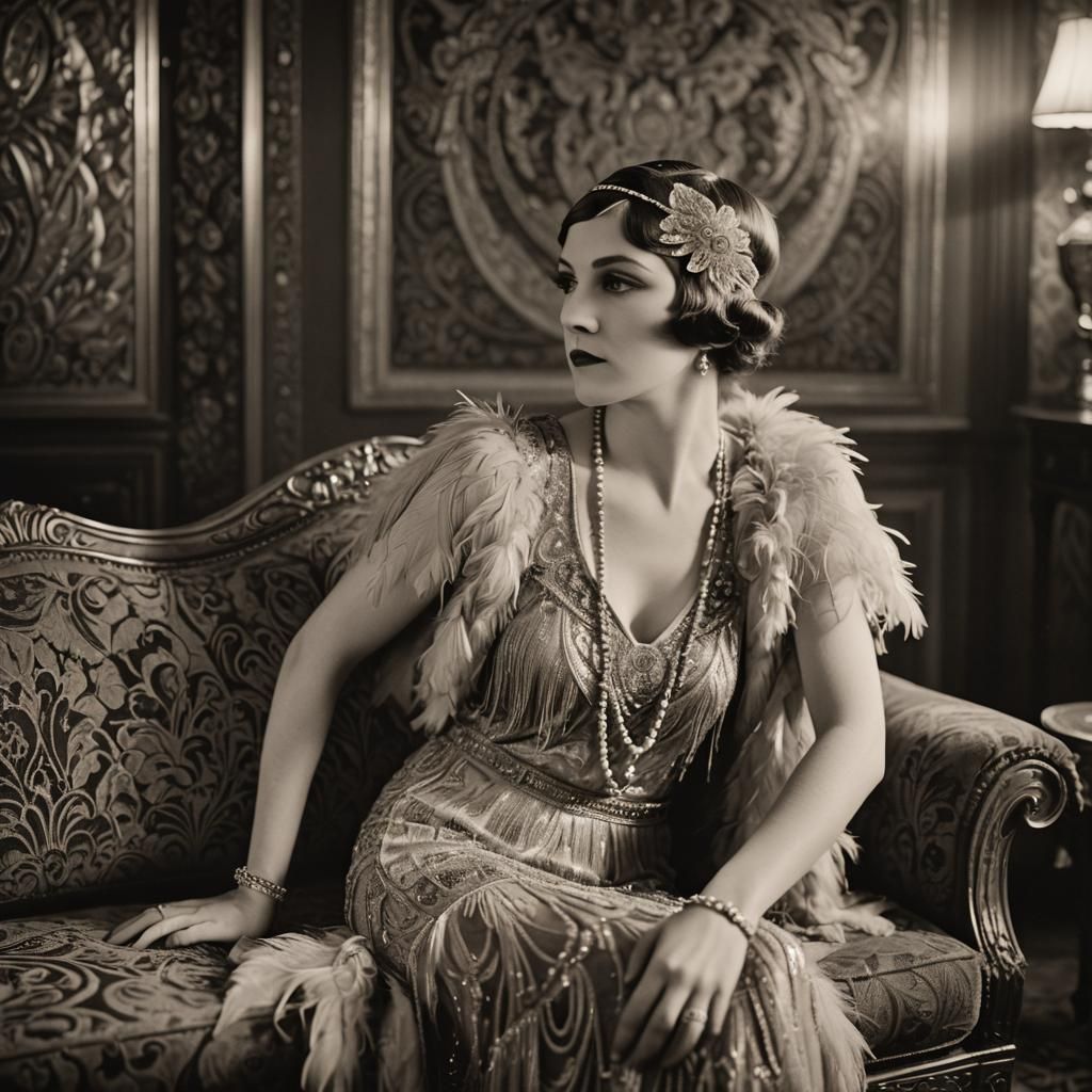 Through the years, 1924, female fashion of the era as a lady...