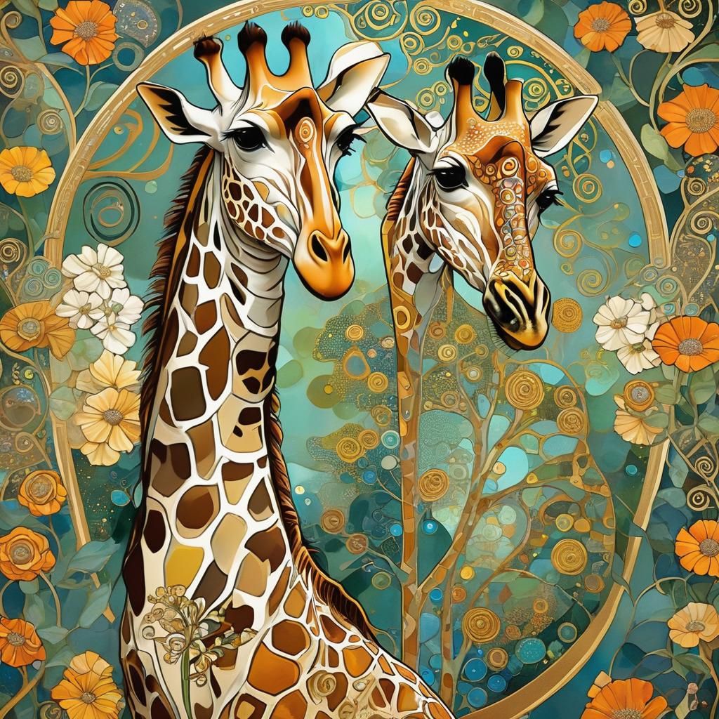 Giraffe in Art Nouveau Splendor