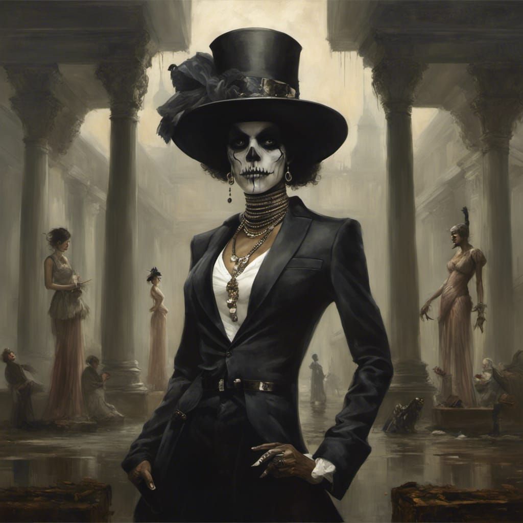 Baron Samedi with Women: Photorealistic Matte Painting