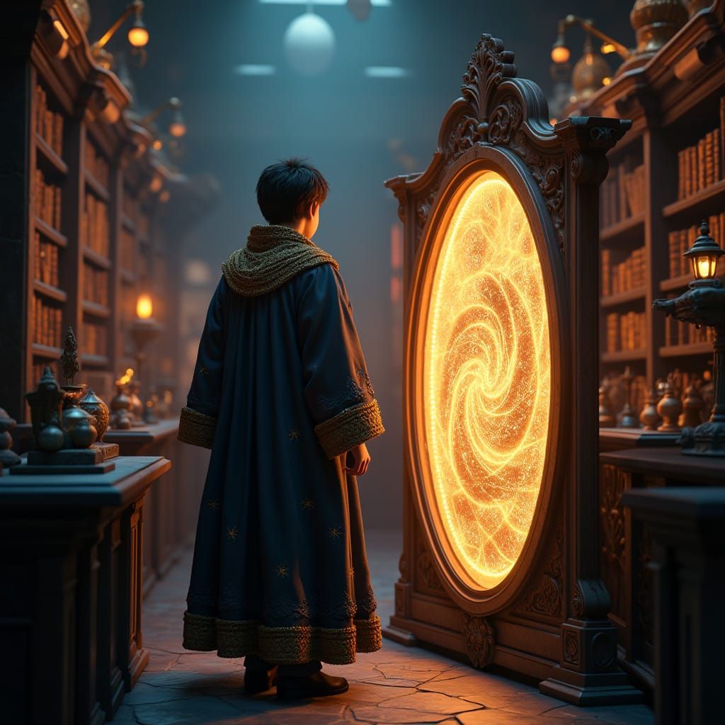 Harry Potter in Majestic New Year's Robe in Whimsical Magic....