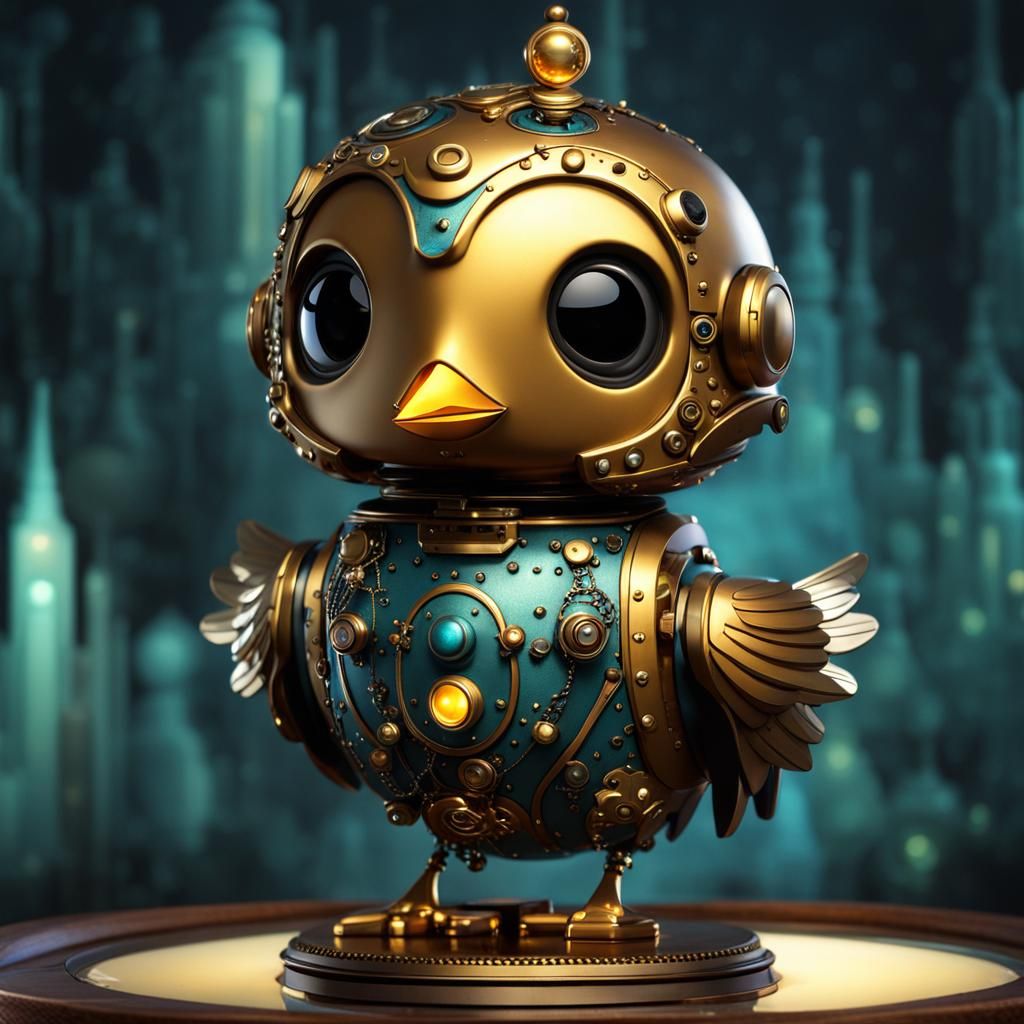 Steampunk Robotic Chick Bobblehead Figurine