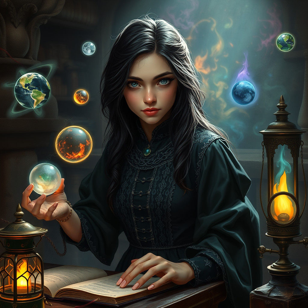 Young Warlock Apprentice Conducting Magical Experiments