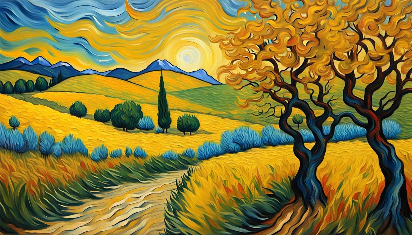 Landscape Oil Painting in Van Gogh Style