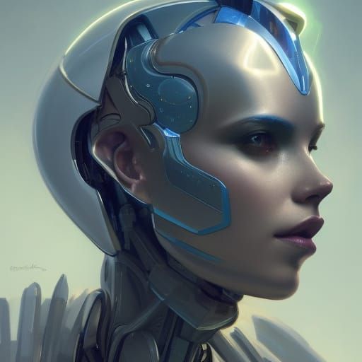 Robot Portrait in Hyperdetailed Art Nouveau Style