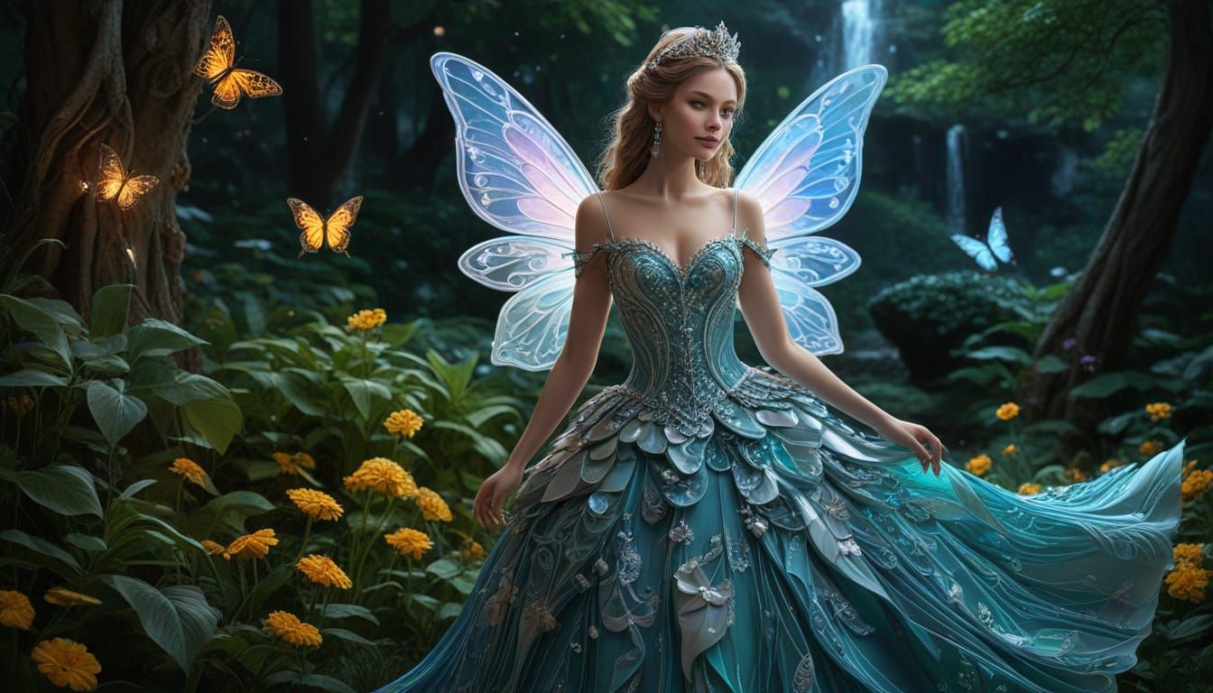 Fairy Queen in a Photorealistic Fantasy Village