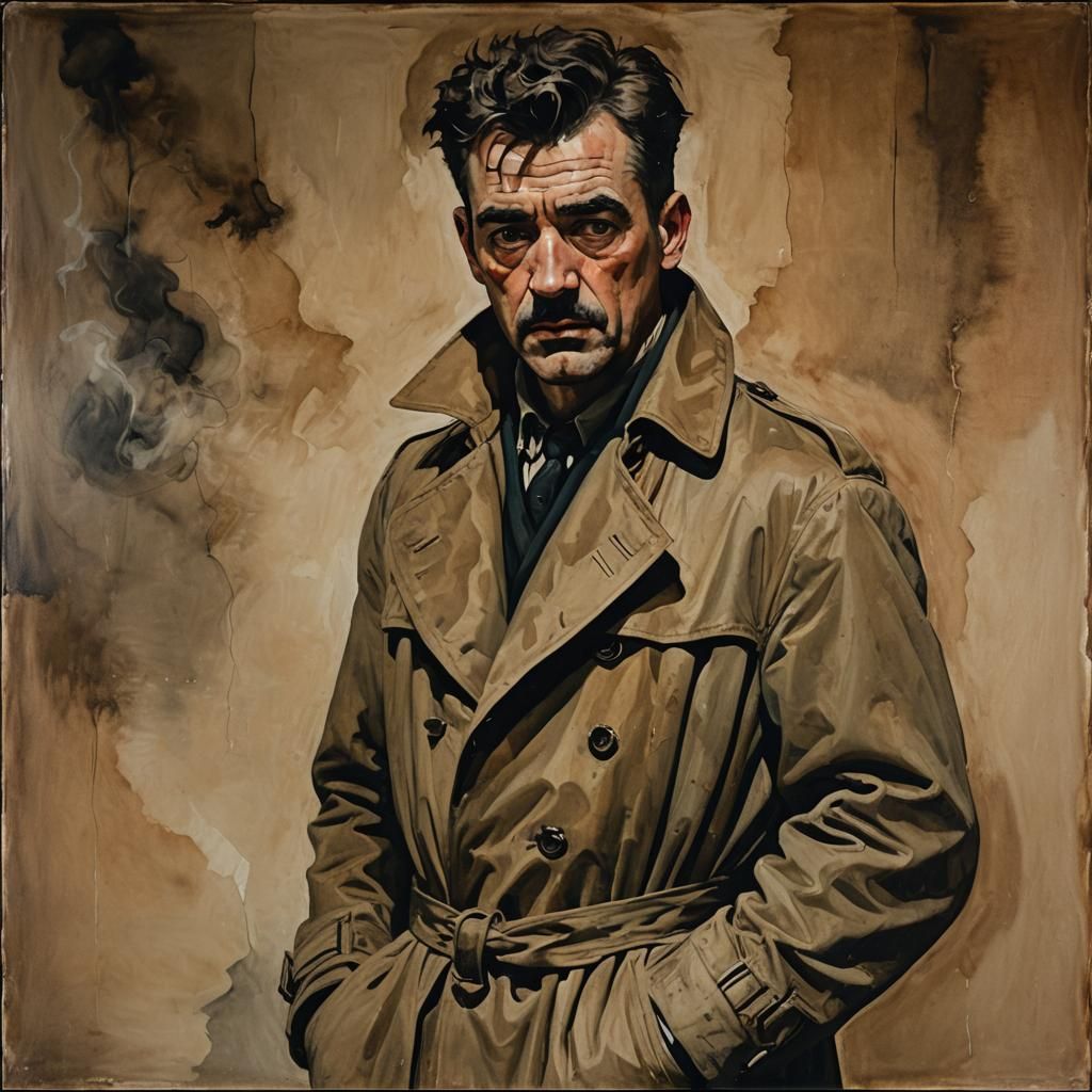 Brooding Detective Portrait in Expressionist Style