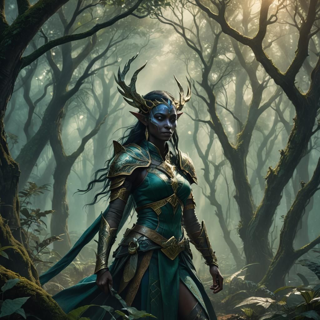 Dark Elf Earth Magic in Mystical Forest