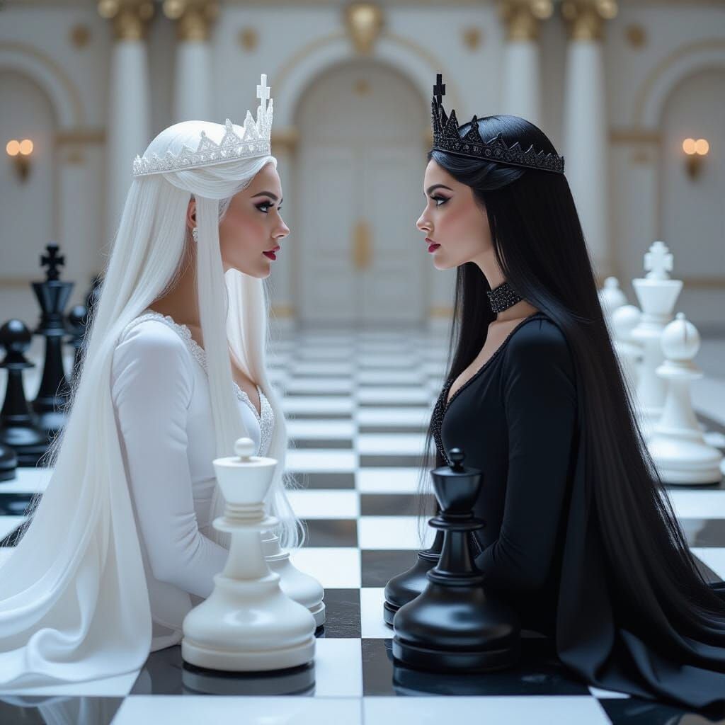Two Queens Face Off on Giant Chessboard