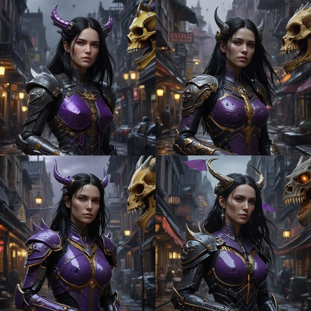 Dark Fantasy Goddess Emerges from Cyberpunk Robot