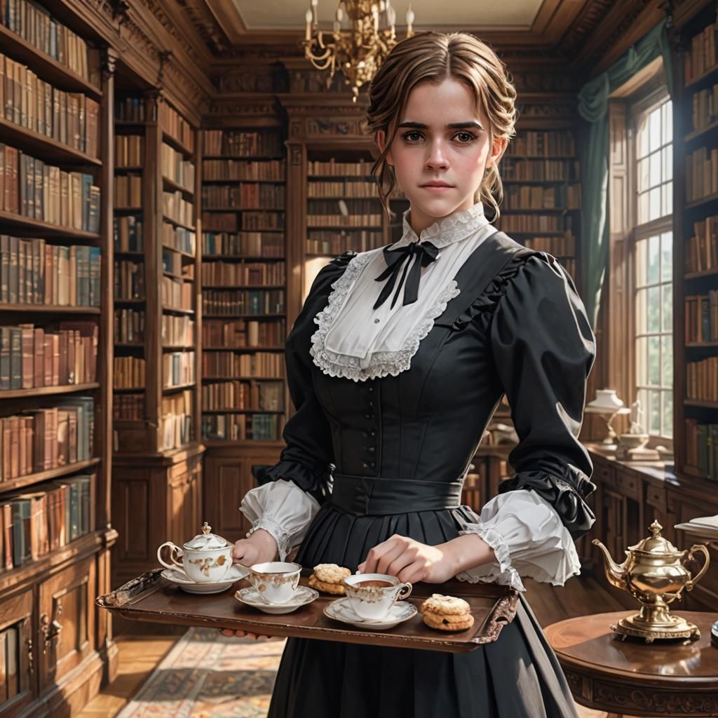 Emma Watson as Victorian Maid: 3D Anime Art