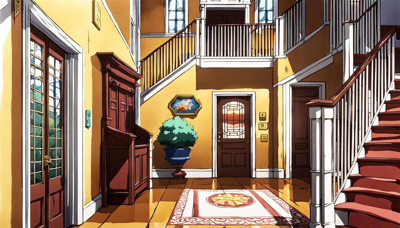 Anime House Interior: Entryway and Hallway
