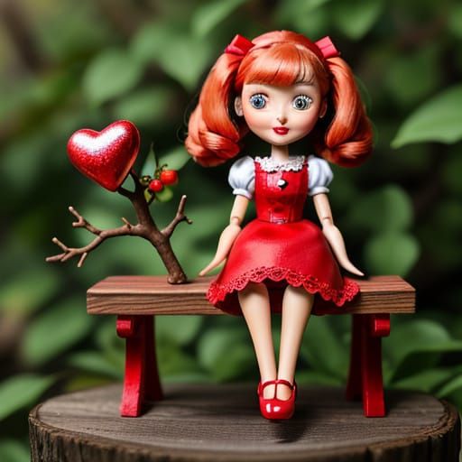 Cute Girl Doll in Claymation Style with Bird