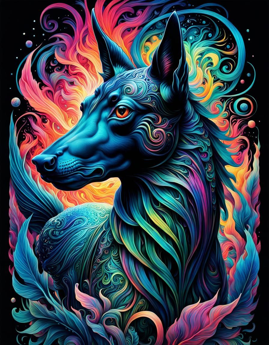 Psychedelic Gaelic Kelpie Artwork in 8K Resolution